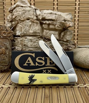 Case XX USA Smooth Yellow DEER SCENE Trapper Pocket Knife | eBay