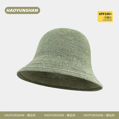 2026 New Japanese Style Solid Color Fine Straw Woven Bucket Hat