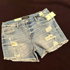 Judy Blue Women's High Rise Distressed Cutoff Denim Shorts Light Wash XL