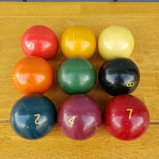 Vintage Pool Balls Incomplete Set Unique Solids Only (No Rings Around Numbers)