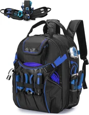 Heavy Duty Tool Backpack,16 Inch Full-Open Tool Bag with USB Charging Port,Water