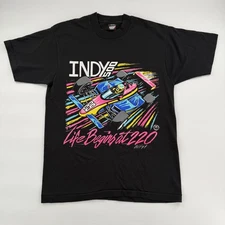 Vintage Indy 500 Shirt Mens Large Racing Life Begins At 220 Screen Stars 90s