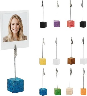 12 Stück Fotohalter mit Klammern Set, Bunte Kartenhalter Holz Memo Clip Halter