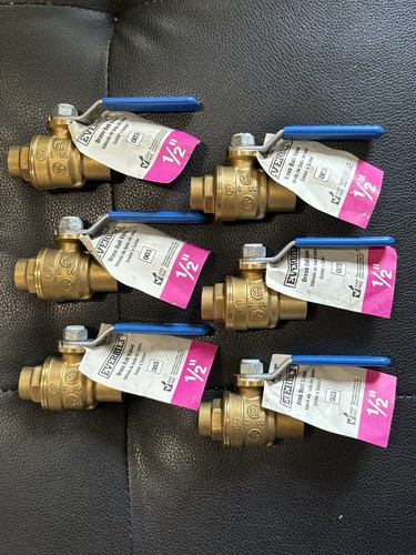 EVERBILT  ( MADE IN ITALY )  1/2 in LEAD FREE Brass Ball Valve  LOT OF 6  New !