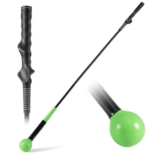 Golf Swing Trainer Aid, 47" Warm-up Practice Stick w/Weighted Head for Grip