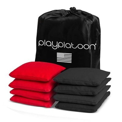 Play Platoon Premium Weather Resistant Duckcloth Cornhole Bags - Red and Black