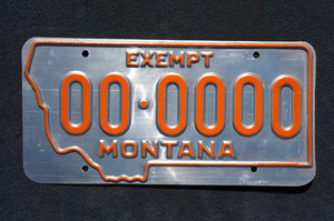1959 to 1962 Montana EXEMPT Sample License Plate
