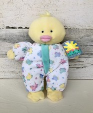 Vtg Eden Toys Pastel Duck Duckling Plush in Pajamas 11 Yellow Stuffed Animal