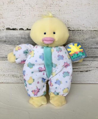 Vtg Eden Toys Pastel Duck Duckling Plush in Pajamas  11  Yellow Stuffed Animal