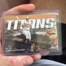 Adley Rutschman 2023 Topps Chrome Rookie Card Titans Refractor #CT-10 Orioles. rookie card picture