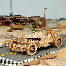 ROKR Grand Prix Car DIY Toy 3D Wooden Puzzle for Adult Mechanical Car Model Kits