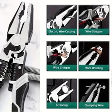 "5-in-1 Industrial Slotted Pliers – Automatic Wire Stripper/Cutter/Crimper 