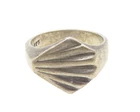 MEXICO 925 Silver  Vintage Dark Tone Scalloped Clam Band Ring Sz 7  RG10878