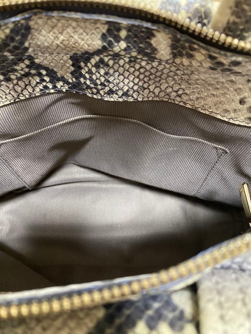 FURLA Python Pattern Snake Handbag Embossed Leath… - image 6