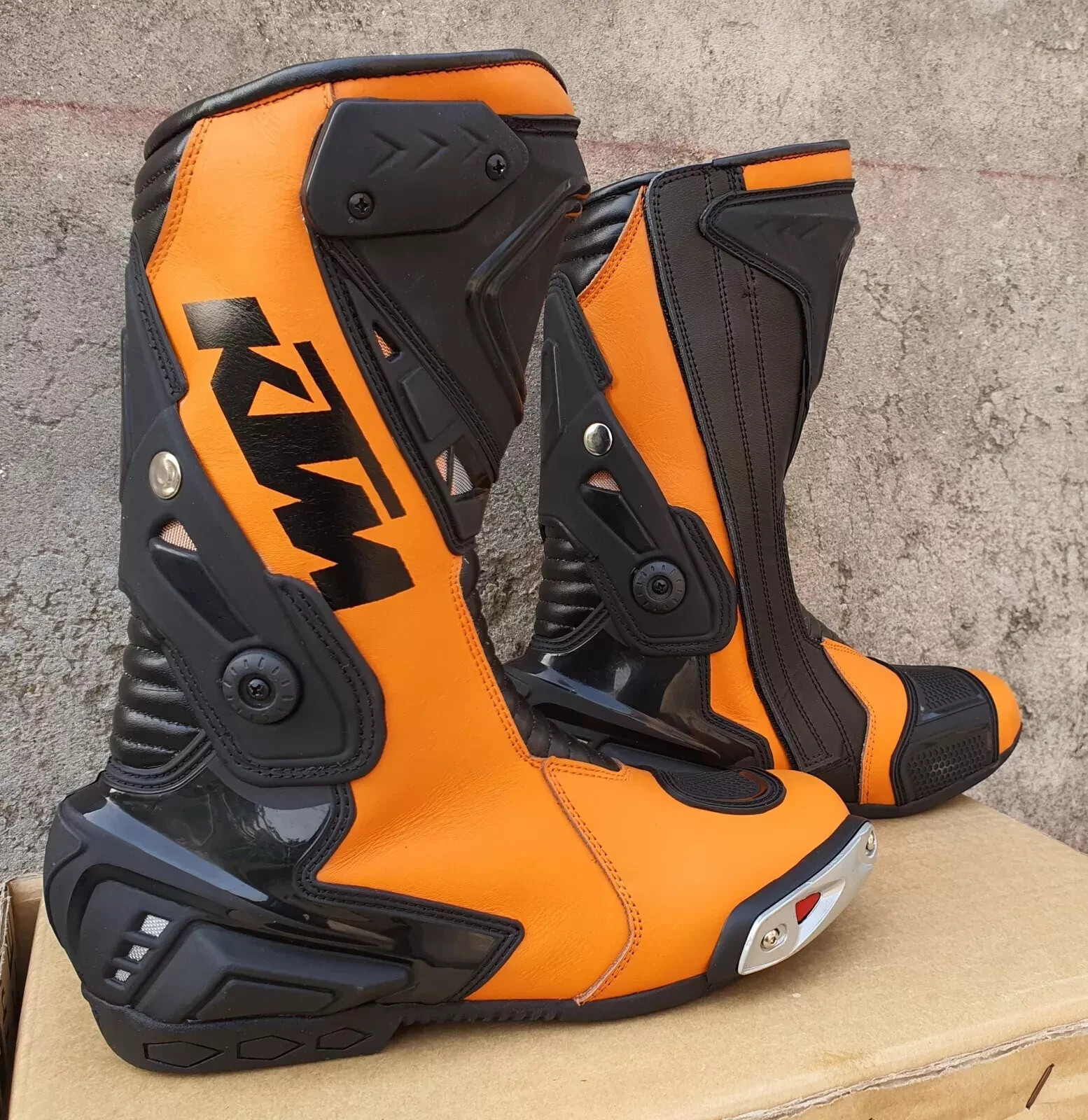 KTM Moto Cuero Botas Motocicleta Carreras Deportes Cuero Zapatos Botas CE