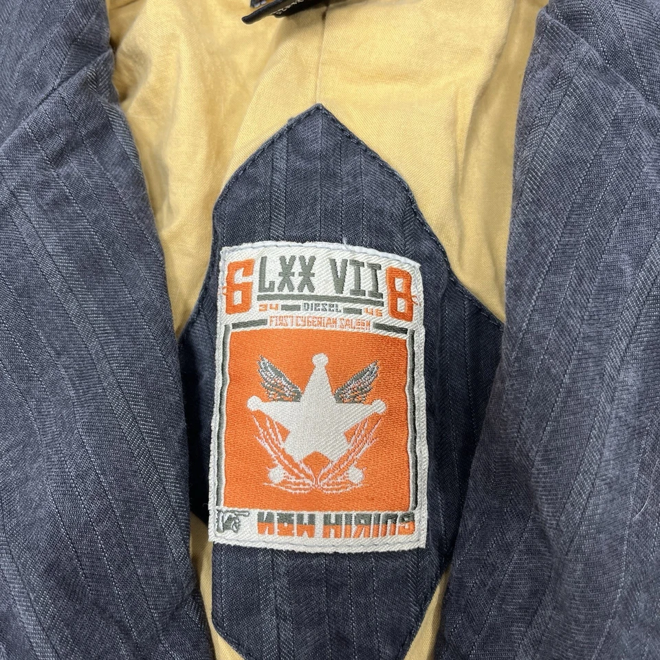 DIESEL - 2 кнопки Blazer куртка мужская средний серый в полоску хлопок Куртка Пальто - Изображение 3 из 4