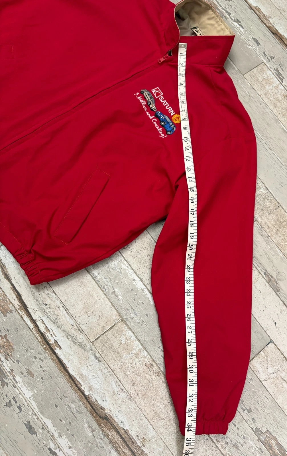 VTG 90s Saturn Auto UAW 3 Million & Counting Prime Union Jacket Red Sz L Bomber - product detail image 9