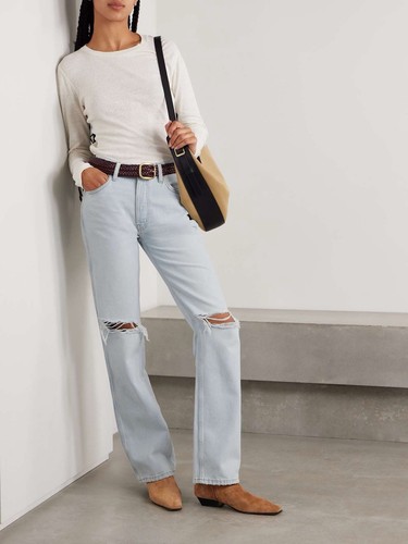 NWT RE/DONE 90s High-Rise Loose Straight Jeans Bleach Destroy sz 29 - Picture 1 of 11
