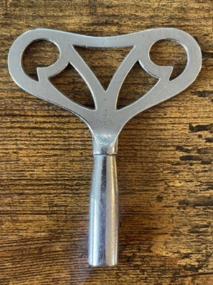 Antique Clock Key Large German Winding Clock Key Ornate Silver Tone