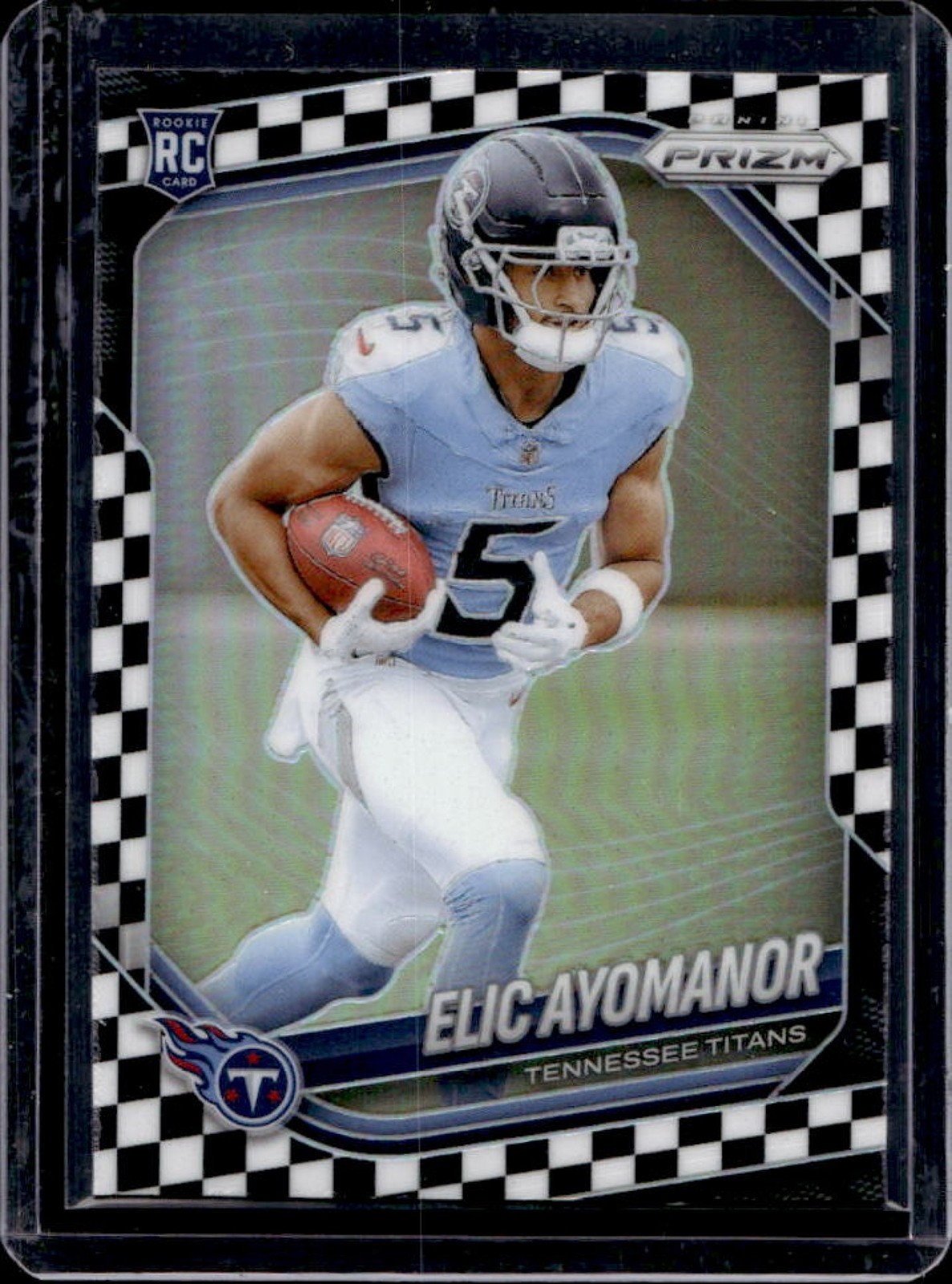 2025 Panini Prizm Elic Ayomanor Black & White Checker Prizm Rookie #321 Titans
