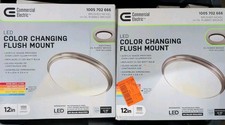 2pc Commercial Electric 12 in. Brushed Nickel Oil-Rubbed Bronze LED Flush Mount