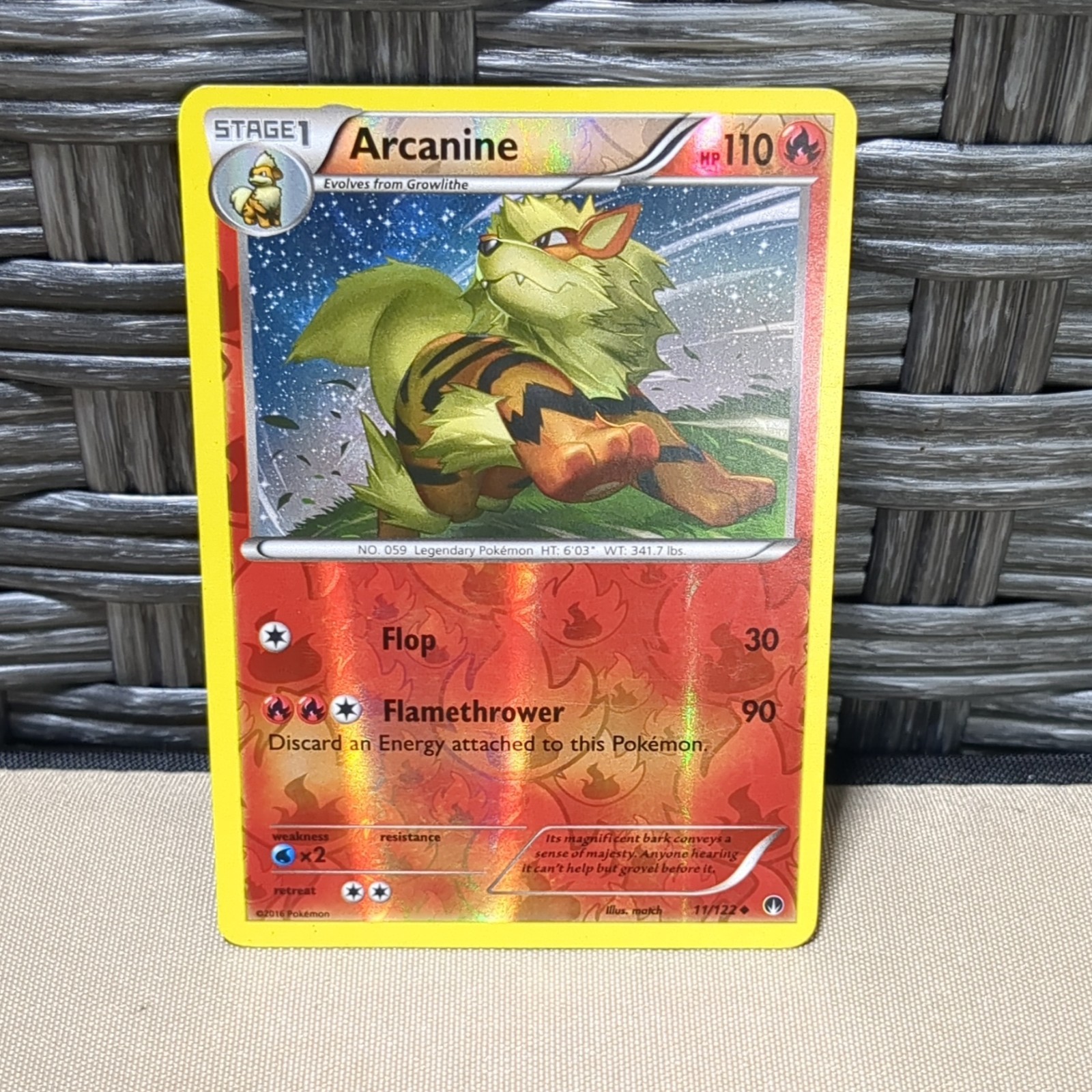 Pokémon Arcanine Reverse Holo 11/122 Breakpoint Stage 1 HP110 TCG Card