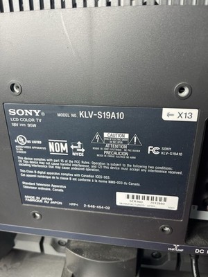 Sony Wega 19'' LCD Color TV KLV-S19A10 6 Input Retro Gaming
