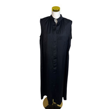 H&M Dress M Black Long Sleeveless Button Front Maxi Cotton Blend Casual