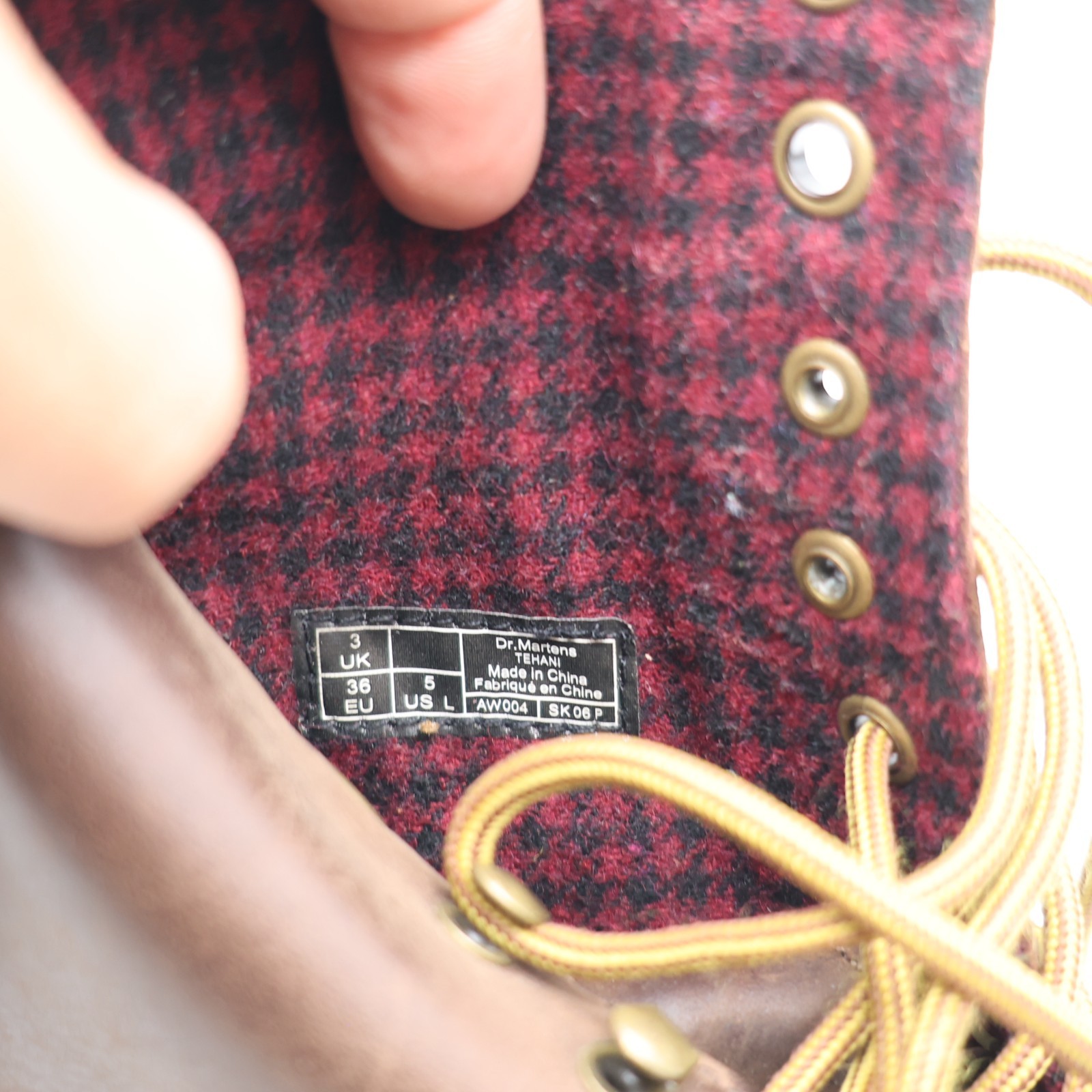 Doc Dr Martens Tehani Boots Women's Size 5 Brown Leather Plaid Combat Flat thumbnail 9