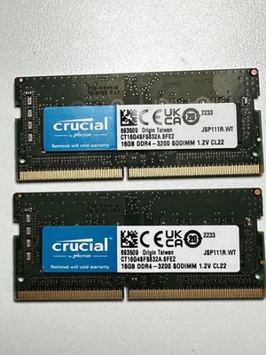 Crucial DDR4 RAM, 32GB Memory Kit, 2x16GB DDR4, Laptop Memory, PC RAM - Tested
