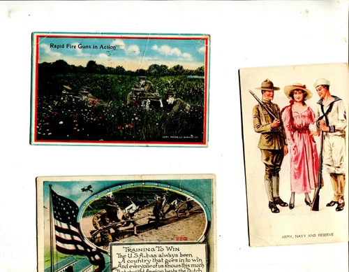 Laurelton PA - Helen Pursley-1918 -3 military postcards-WW1