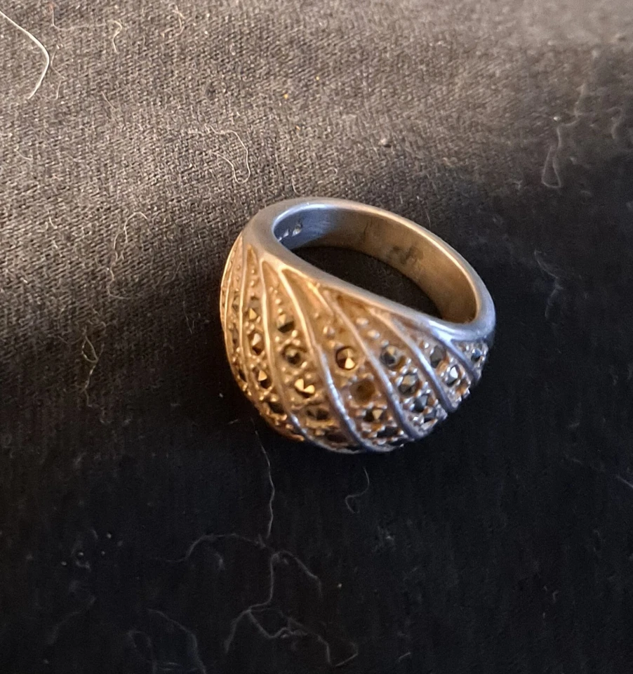 Natural Marcasite 925 Sterling Silver Robust Dome Ring Size US 7 - Image 4 of 4