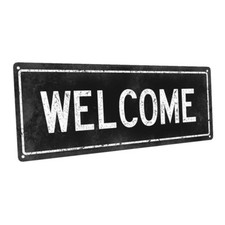 Black Welcome Metal Sign; Wall Decor for Home and Office