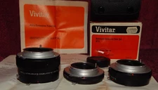 Vintage Vivitar Automatic Extension Tube Set AT-5 12mm 20mm 36mm Case Box Manual