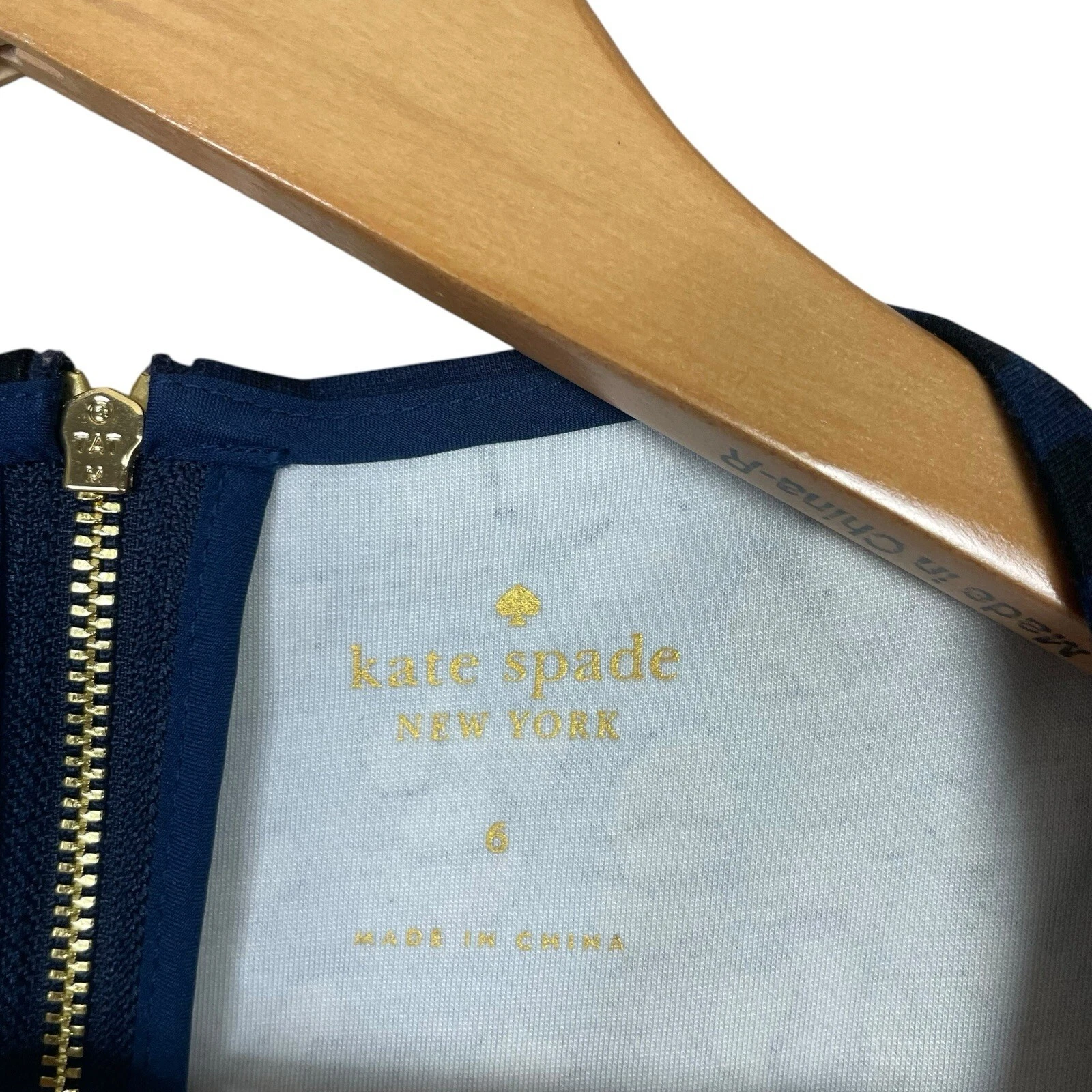 Abito Kate Spade linea A Broome Street Leopard Ponte blu manica 3 4 tg 6 tasche