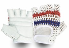 Top Quality Leather Cycling Gloves Vintage Style Crochet Back Track Glove White