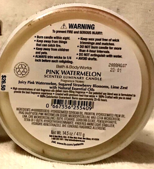 粉色水壶大号蜡烛14.5盎司3芯浴身体工作白色谷仓灯具 — 第 2/2 张图片