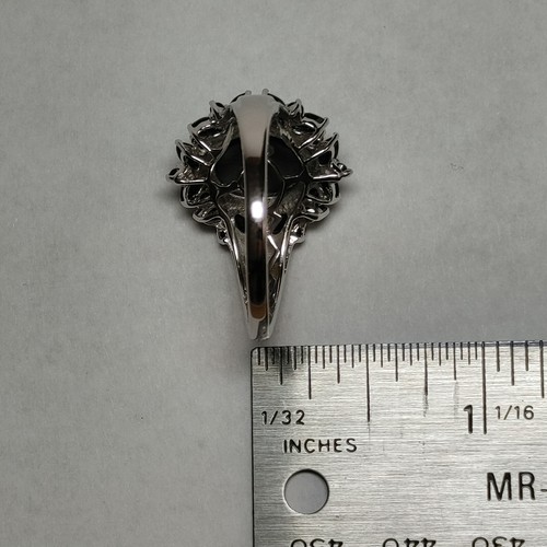 STS Black Star Diopside Cabachon Oval 925 Silver Ring Size 11 - Picture 9 of 10