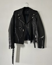 R13 Black Leather Asymmetric Zip Up Moto Jacket Biker $1798 Small Made In Italy