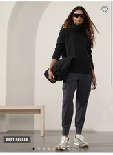 Athleta Alpine Turtleneck Wool Sweater Size M Medium Black #466750