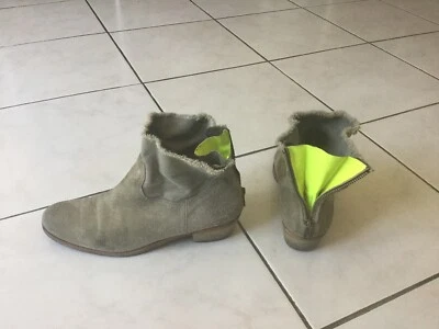 Bottines ZADIG & VOLTAIRE pointure 39 daim beige /jaune fluo 360€ - Photo 1/4