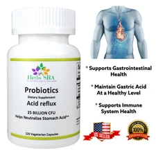 GASTROESOPHAGEAL REFLUX PROBIOTICS, 120 Capsules, Optimum Stomach PH. Acid power