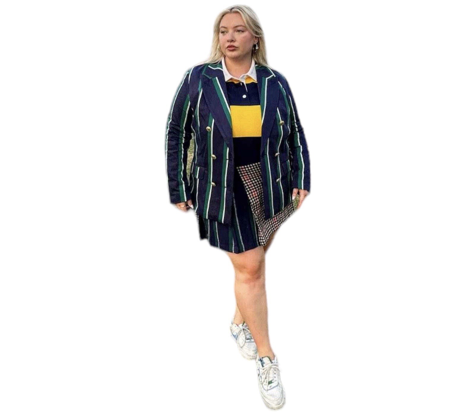 FILA Nuovo ROWING BLAZERS x Target a righe giallo navy rugby maglia cropped top M Medium