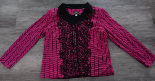 Bob Mackie Women's Placement Print Lace Knit Jacket Fuchsia Size L - 第 1/3 張圖片
