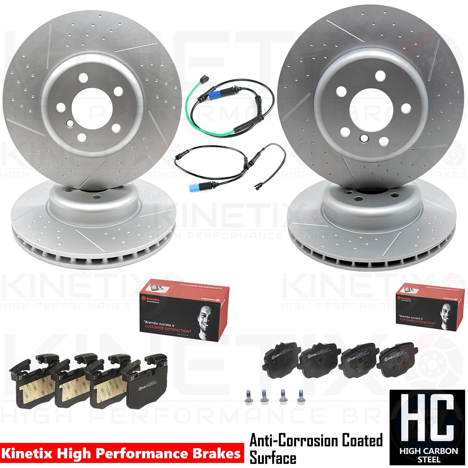 FOR BMW 525d G30 G31 DIMPLED GROOVED FRONT REAR BRAKE DISCS BREMBO PADS