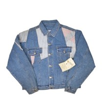 Vintage Jordache Denim Jacket Womens M Medium Wash Jean Patchwork 90s Trucker