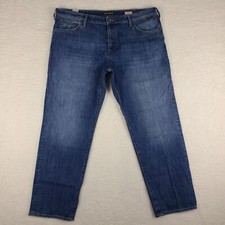 Mavi Jeans Mens 40x30 Blue Matt Relaxed Straight Leg Dark Wash Denim