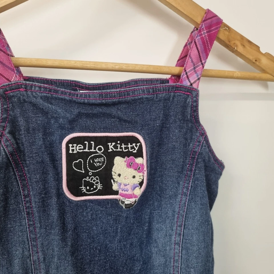Y2k Hello Kitty Sanrio Jersey Plisado Falda Denim Cuadros Escuela Niña Talla M Foto 2 de 4
