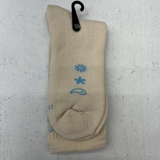 Beige Light Blue Bandana Paisley Print Crew Socks Casual Adult Unisex Size 9-11