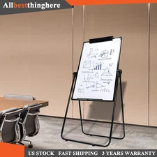 40x28‘’ Mobile Whiteboard Kit Framed Stand Foldable Double Sided Board Magnetic